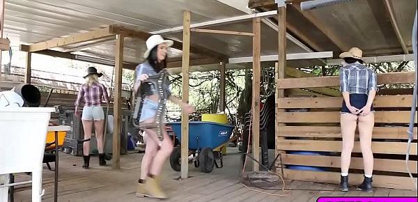  Hot farm babes awesome threesome outdoor fuck
